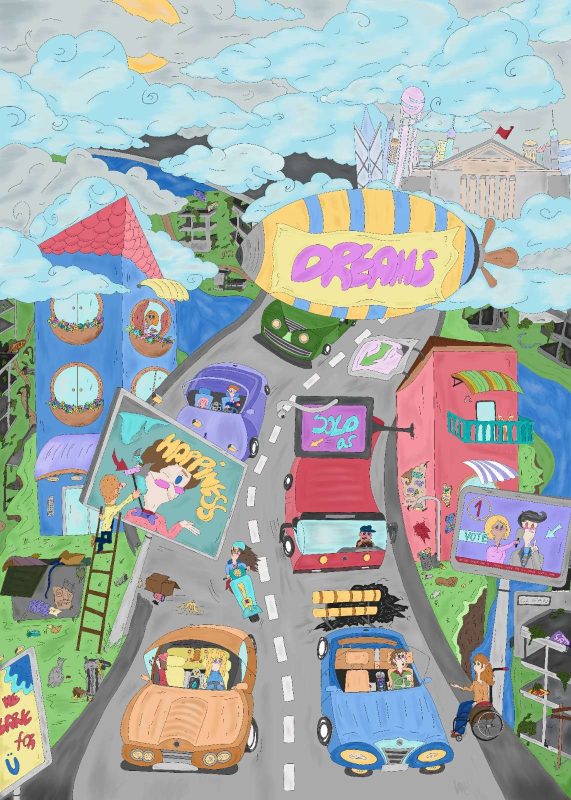 „Разбуди сѐ“, трето место, дел од изложбата „Осмели се, инспирирај, промени - онлајн галерија“